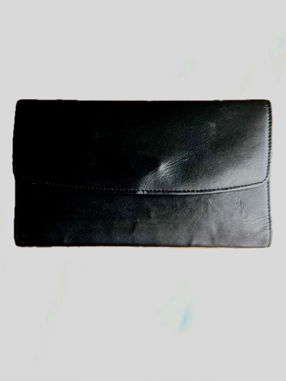 Vintage Black Leather Clutch Wallet -
